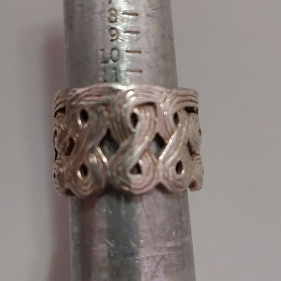 925 Thailand Brushed Sterling Silver Infinity Weave Pattern Wide Ring Size 6 - Picture 1 of 6